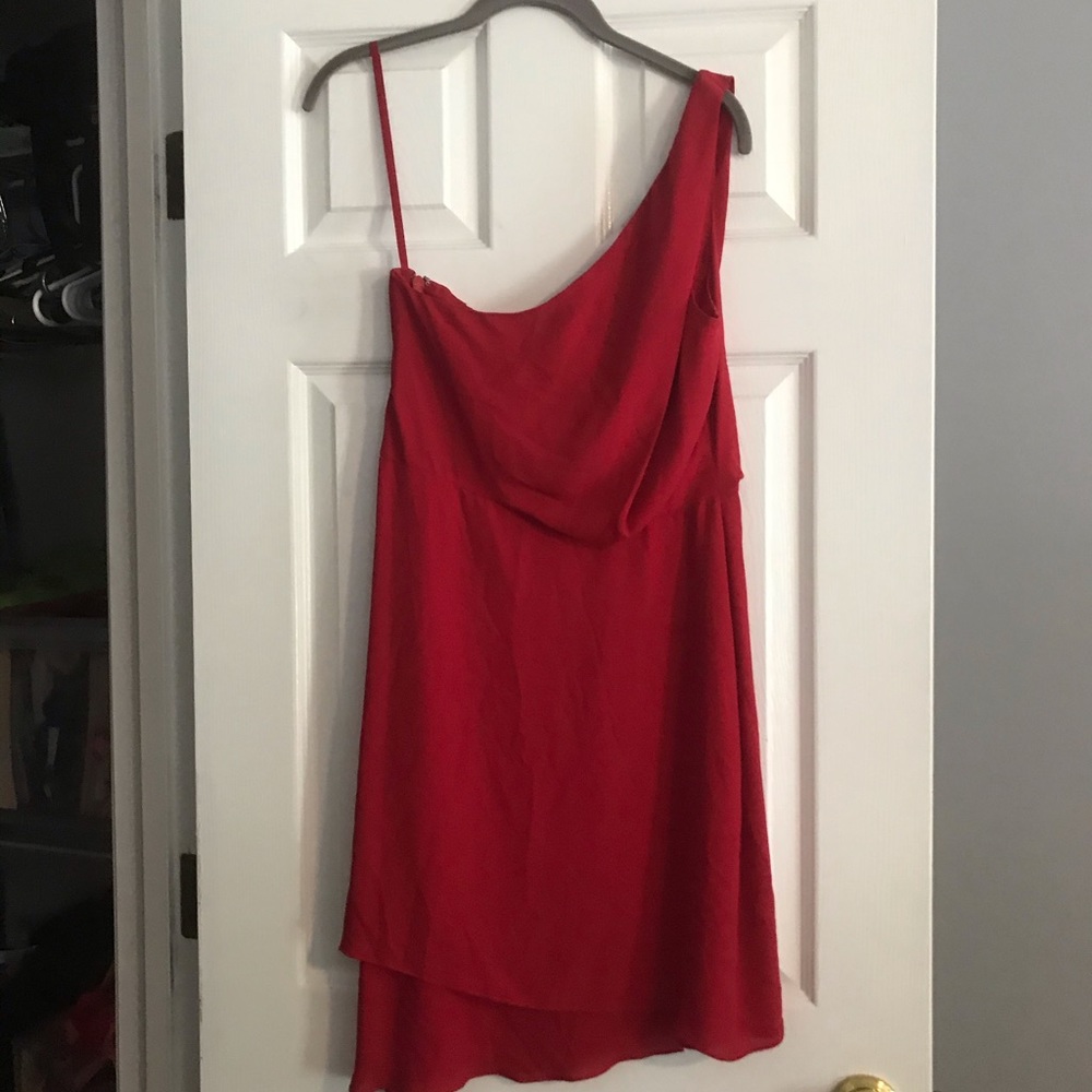 Bcbg red one shoulder dress. Size 6